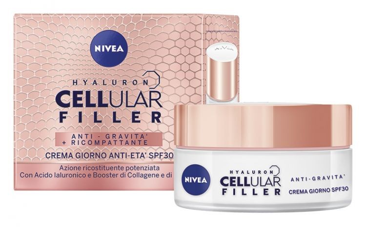 Nivea hyaluron cellular filler anti-gravità crema giorno anti-età spf30