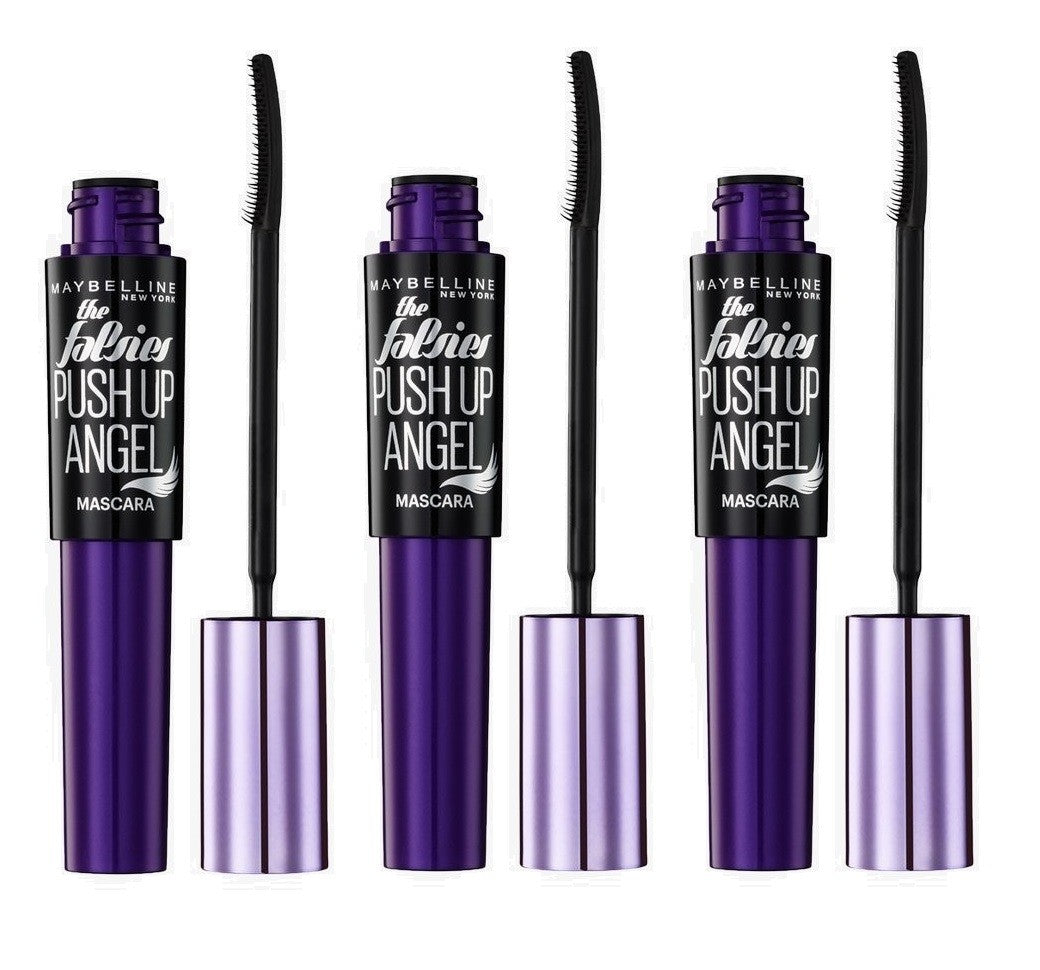 Set Da 3 pz Maybelline Mascara Faux Cils Push Up Angel Nero 9,5 ml
