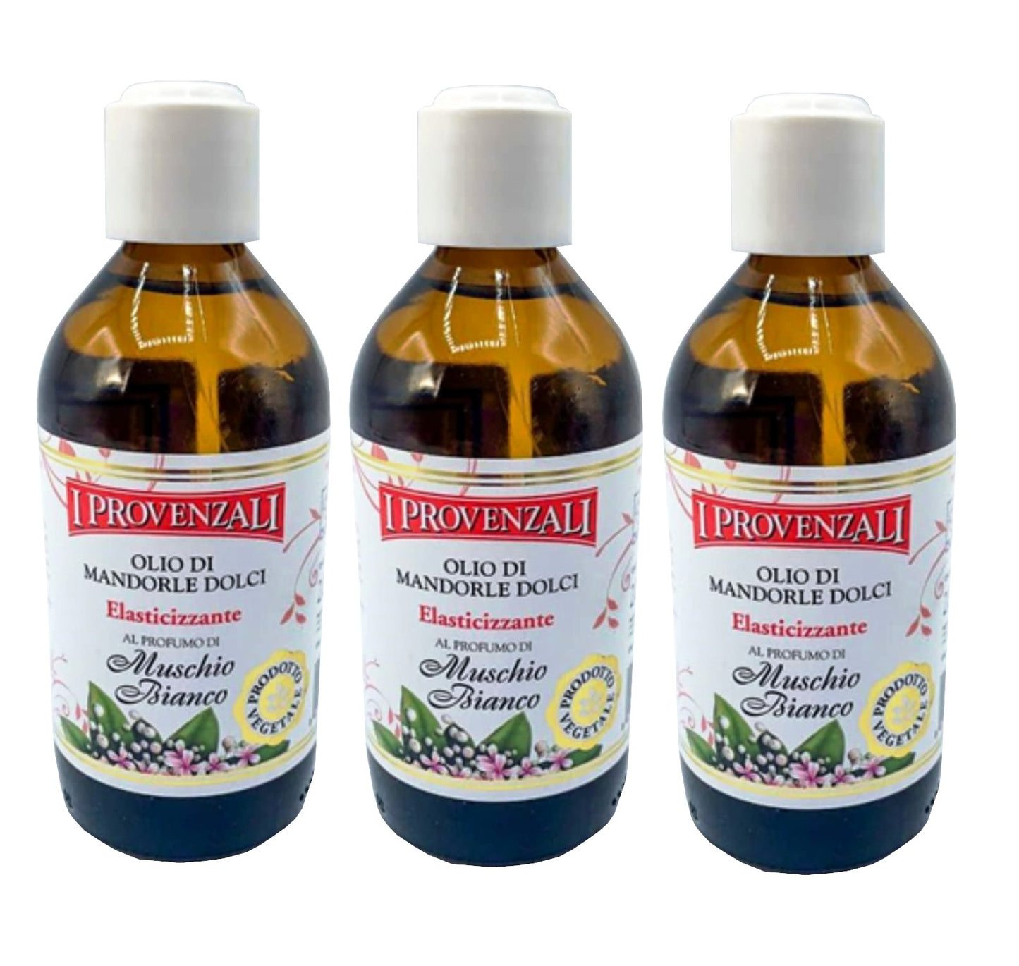 Set Da 3pz. I PROVENZALI Olio Di Mandorle Dolci Elasticizzante Muschio Bianco 200 ml
