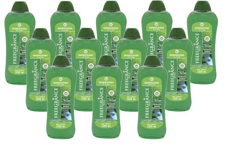 Set Da 12,pz Freegrance Bagnoschiuma Muschio Bianco 1000 ml