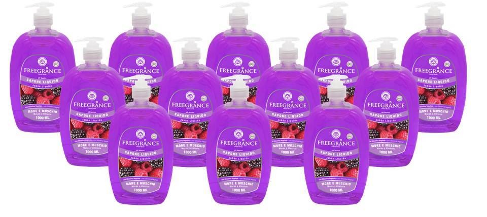 Set Da 12,pz Freegrance Sapone Liquido More e Muschio 1000 ml