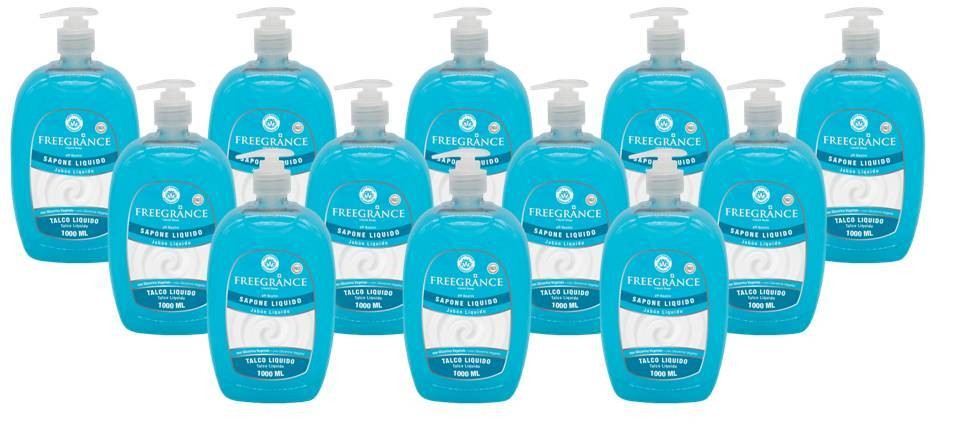 Set Da 12,pz Freegrance Sapone Liquido Talco Liquido 1000 ml