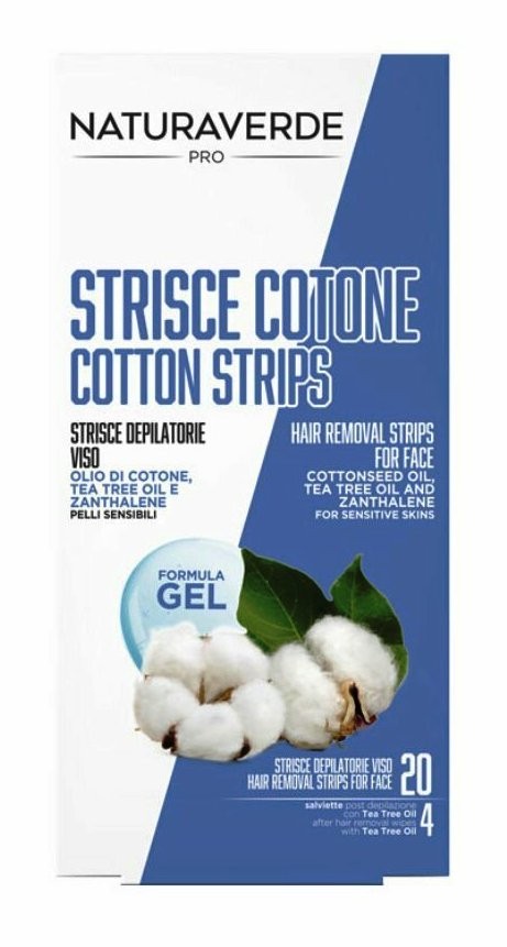 Naturaverde Pro Strisce Depilatorie Viso 20 pz + 4 Salviette Post Depilazione