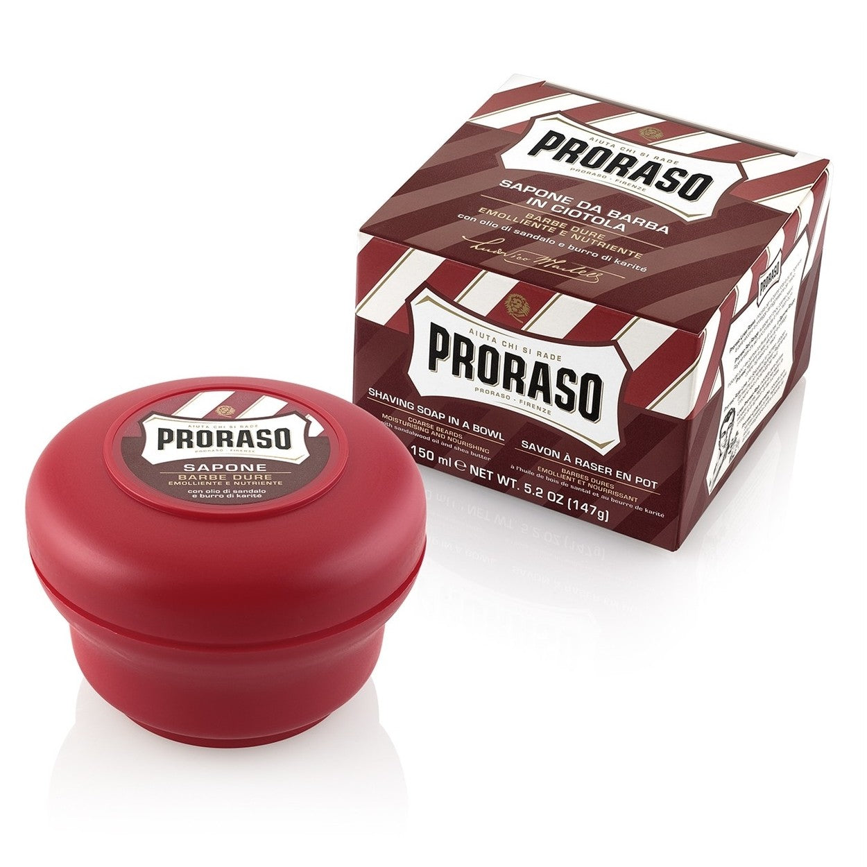 PRORASO Sapone da Barba in Ciotola Rossa 150 ml