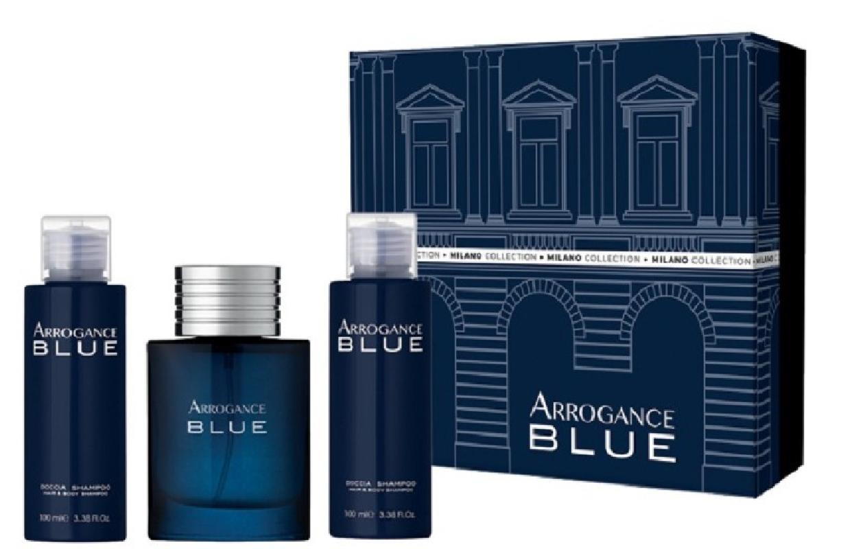 Arrogance Blue Cofanetto Edt 30 ml. Vapo + Body Lotion & Bagnodoccia 100 ml.