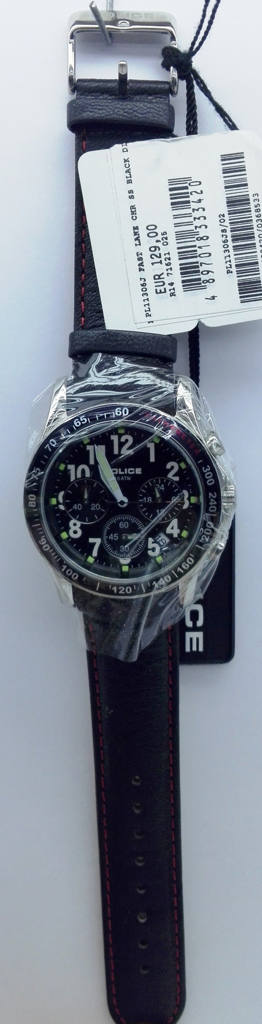 Police Orologgio PL11306JS/02 Fast Lane Quadrante Nero Cinturino Nero