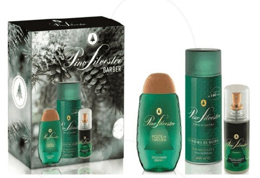 Pino Silvestre Barber Conf. Doccia Shampoo 250 ml + Schiuma da Barba 400 ml + Deo Spray Classico 100 ml