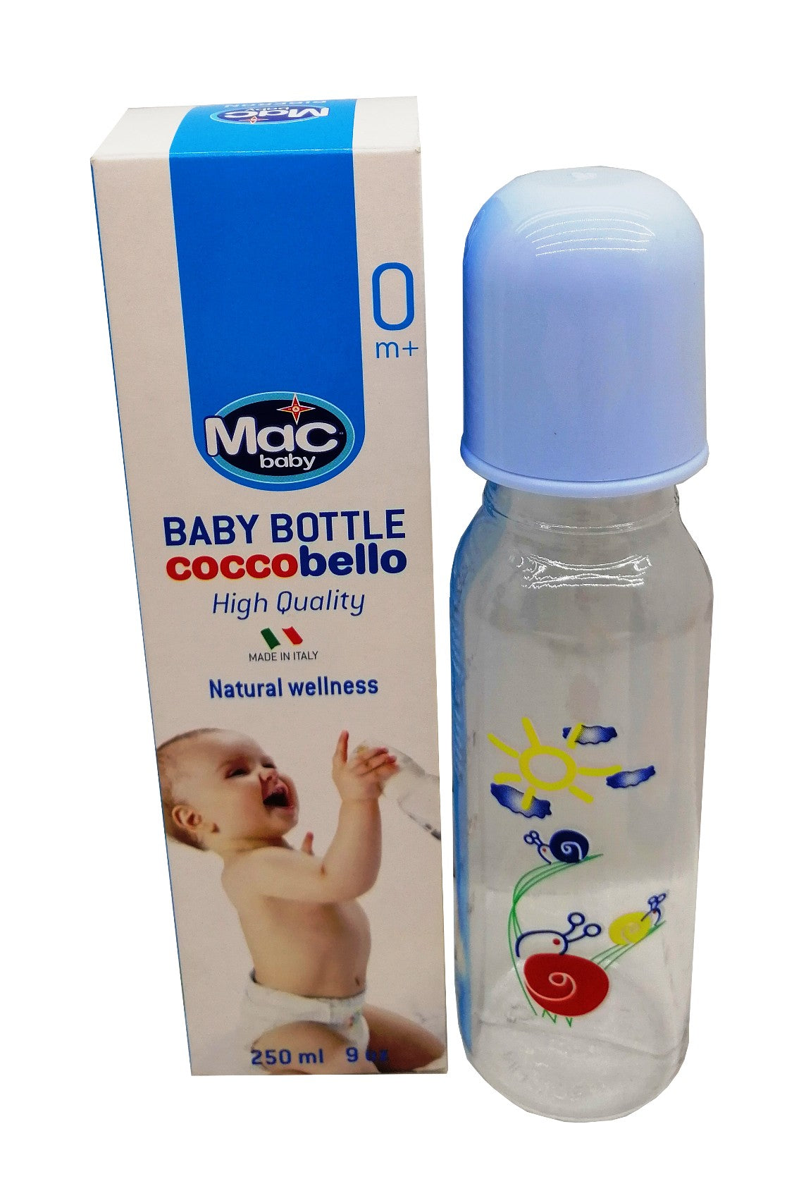 Mac Biberon Coccobello 0 M+. 250 ml Azzurro