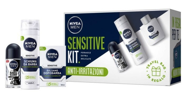Nivea Sensitive Kit Deo Roll On + Schiuma da Barba + Dopobarba Balsamo Sensitive