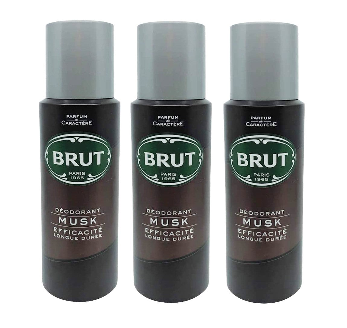 Set Da 3pz. Brut Deodorante Musk Lunga Durata 200ml. Spray