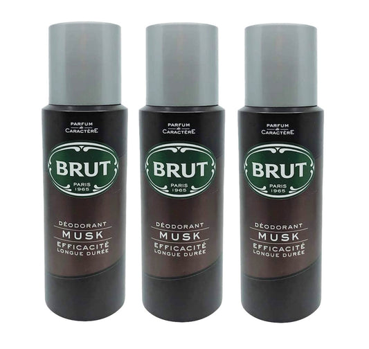 Set Da 3pz. Brut Deodorante Musk Lunga Durata 200ml. Spray