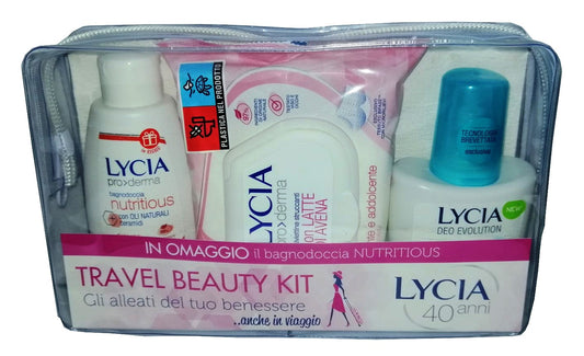 Lycia Travel Beauty Kit Bagnodoccia 100 ml + Salviettine Struccanti 20pz. + Deodorante 75 ml