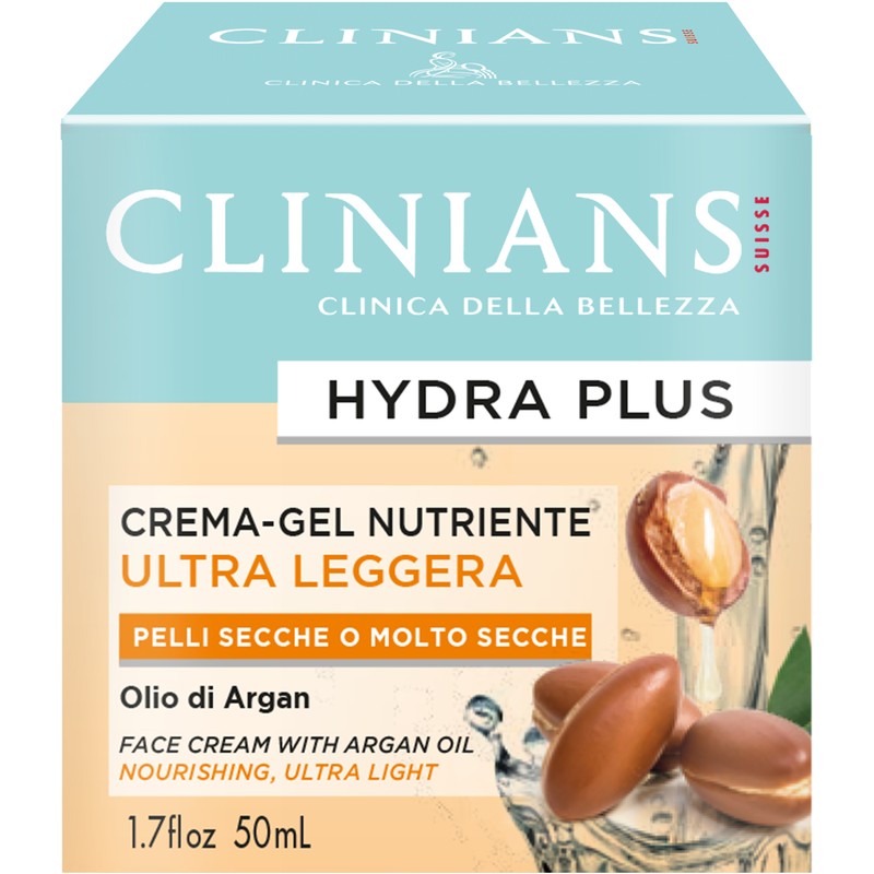 Clinians Crema Hydra Plus Ultra Leggera Olio di Argan P. Secche 50 ml