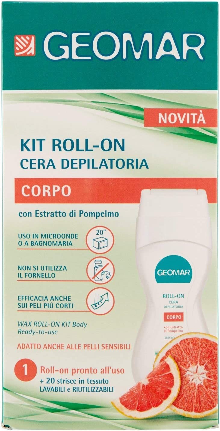 Geomar  Kit Depilatoria Roll-On & 20 Strisce Riutilizzabili
