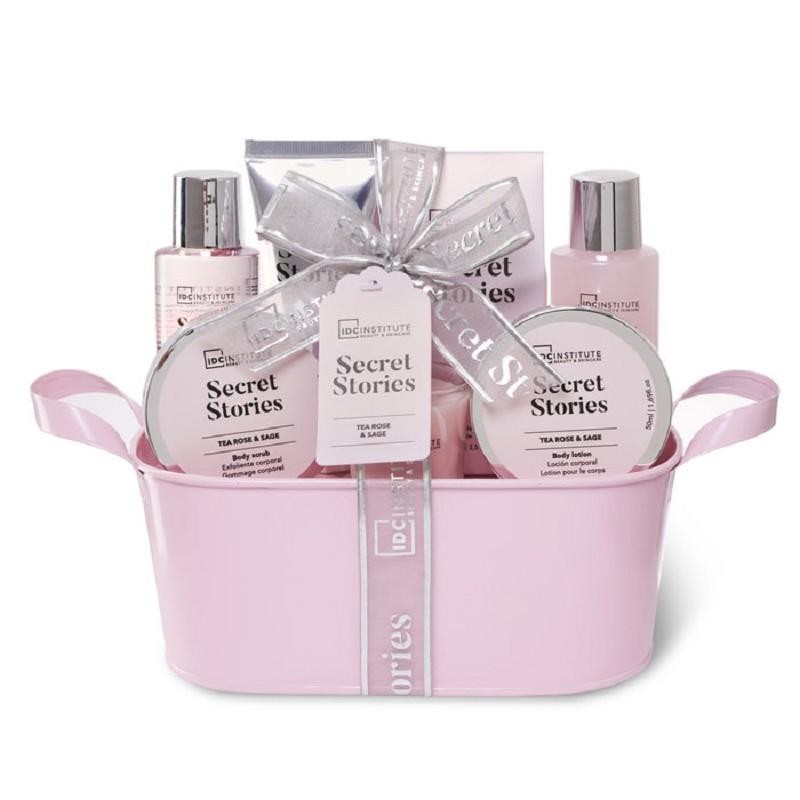 IDC Institute Scented Cofanetto Secret Stories Tea Rose Cesto -Grande 7 Pezzi