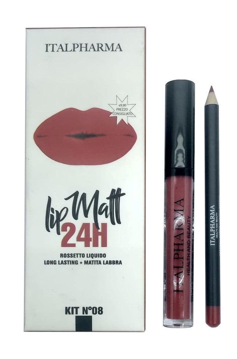 Italpharma Lip Matt Rossetto & Matita 24H Kit N° 8