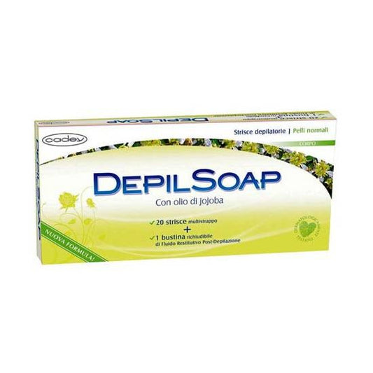 DepilSoap Strisce Depilatorie Corpo 20 Strisce + 1 Bustina Fluido Post Depilazione