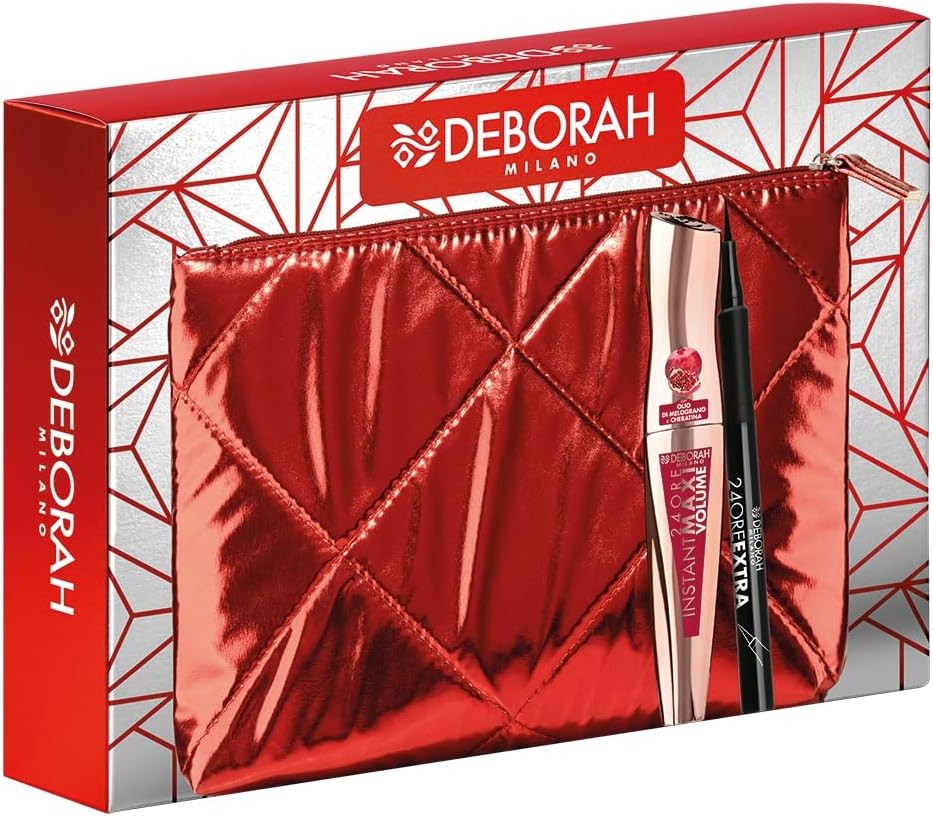 Deborah Pochette + Mascara Instant Volume Melograno + Eyeliner Pen 24 Ore Extra Nero