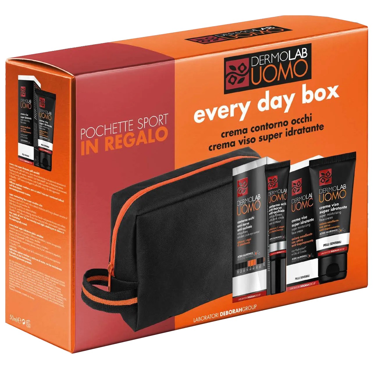 DermoLab Conf. Uomo Contorno Occhi + Crema Viso Super  Idratante + Pochette Sport