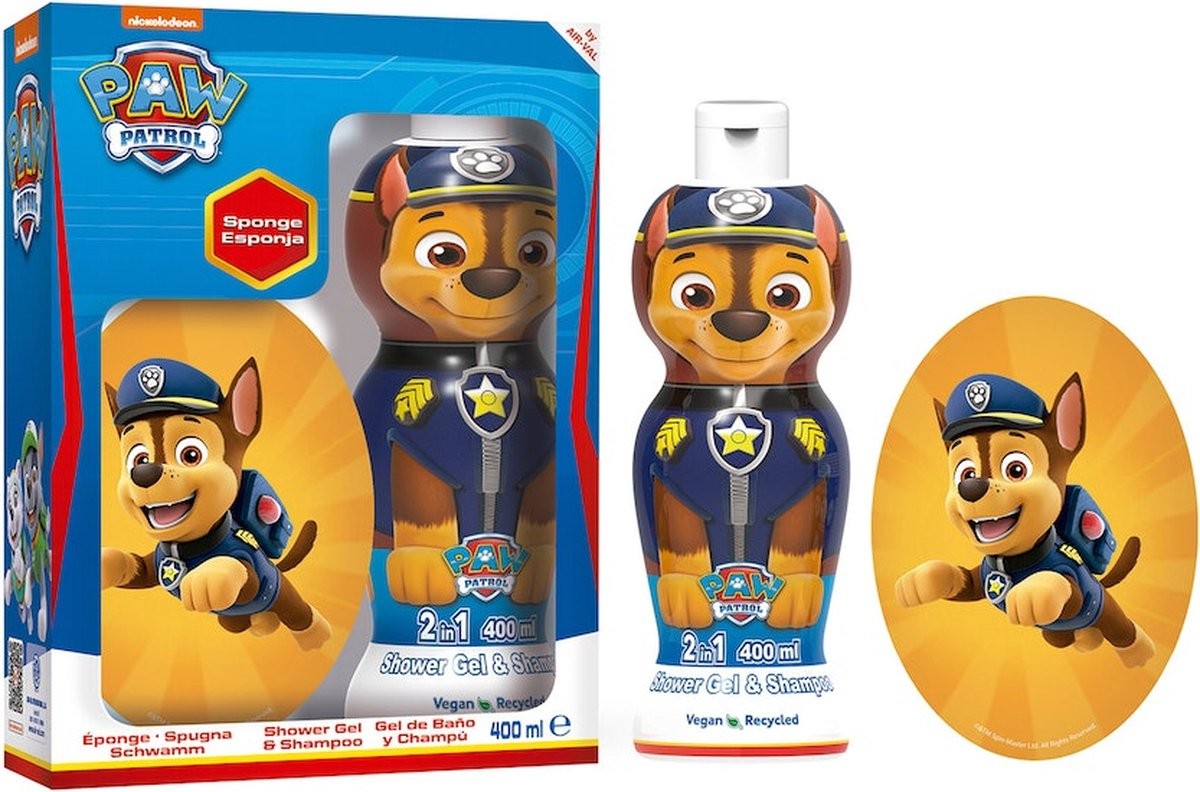 Paw Patrol Chase Conf. Shower Gel & Shampoo 1D + Spugna Da Bagno