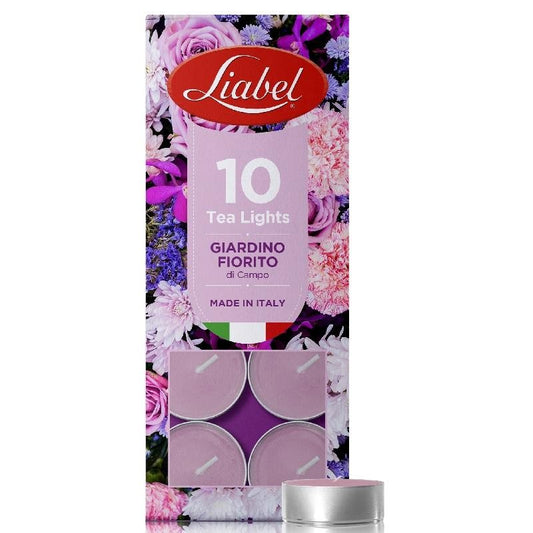 Liabel 10 Candele Profumate Tea Lights Giardino Fiorito