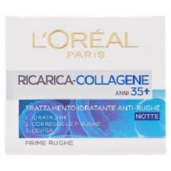 L`Oreal Paris crema idratante attiva anti rughe 35+ al collagene Notte 50 ml.