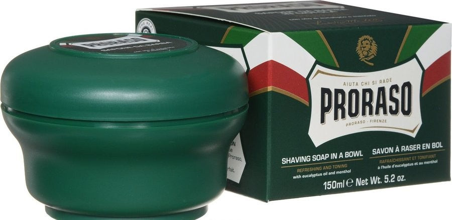 PRORASO Sapone Da Barba Rinfrescante All'Olio Di Eucalipto Mentolo E Glicerina Vaso 150 Ml.