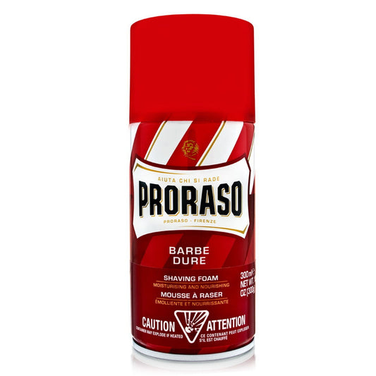 PRORASO Schiuma Da Barba Emolliente Per Barbe Dure Al Burro Di Karite' E Olio Di Sandalo Rosso 300 Ml