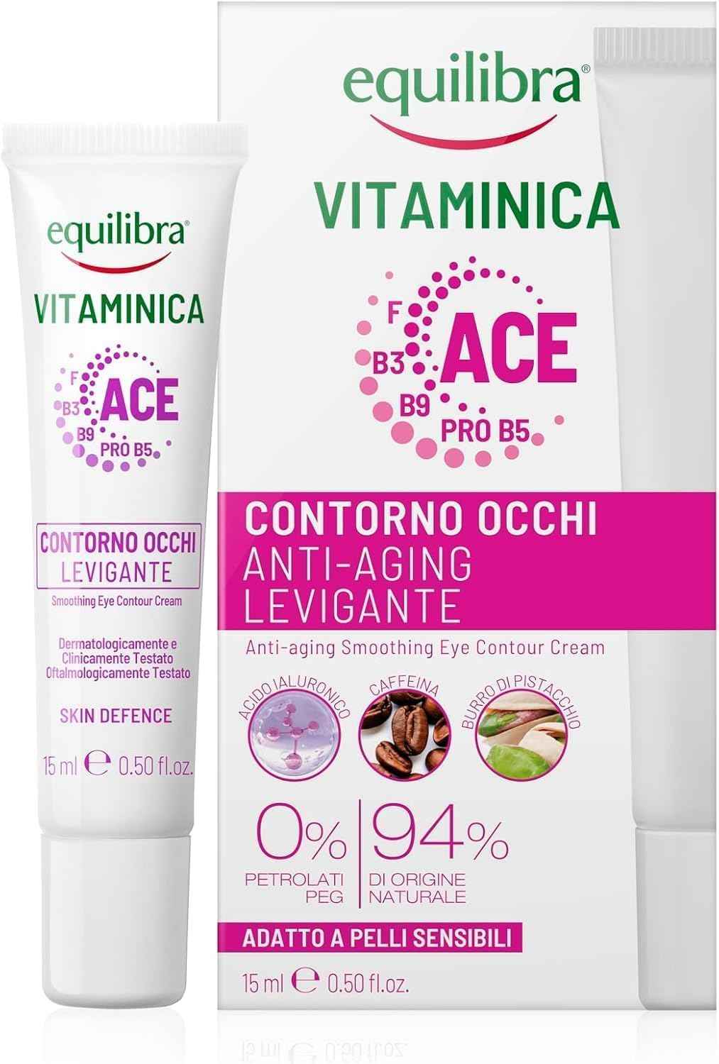 Equilibra Crema Contorno Occhi Vitaminica ACE anti rughe 15 ml. Levigante