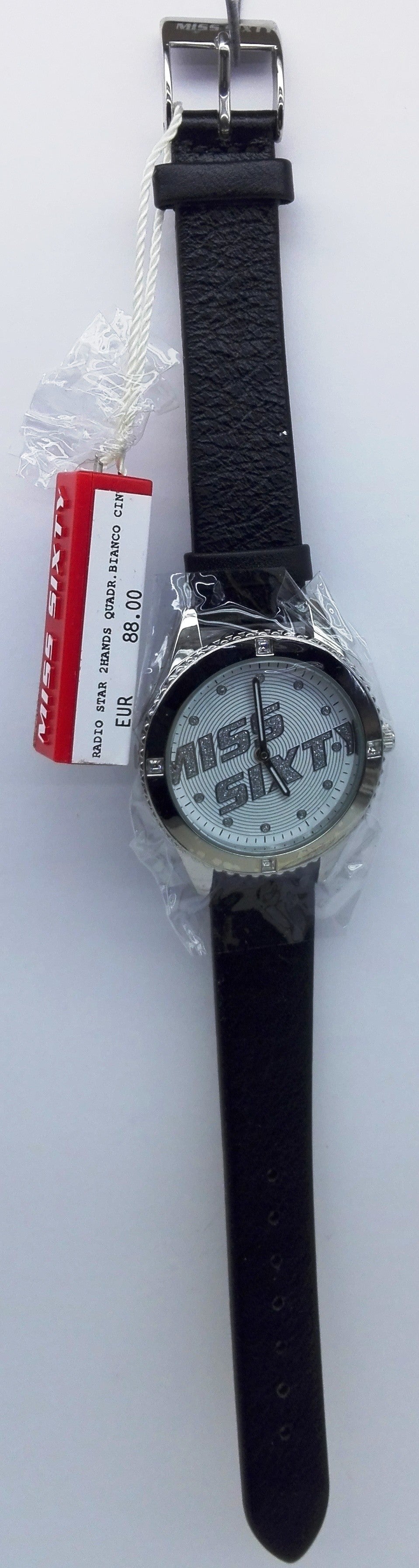 Miss Sixty Orologio SN8002 Radio Star 2 Hands Quadrante Bianco Cinturino Nero