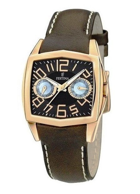 Festina Orologio Unisex F1626/3 Quadrante Nero Cinturino Marrone